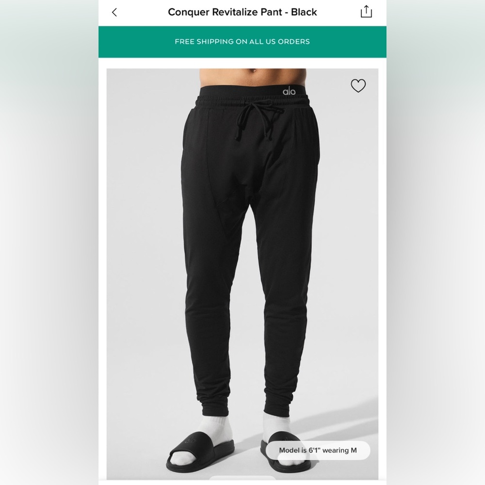 Alo Yoga Men’s Conquer Revitalize Pant (NWT)